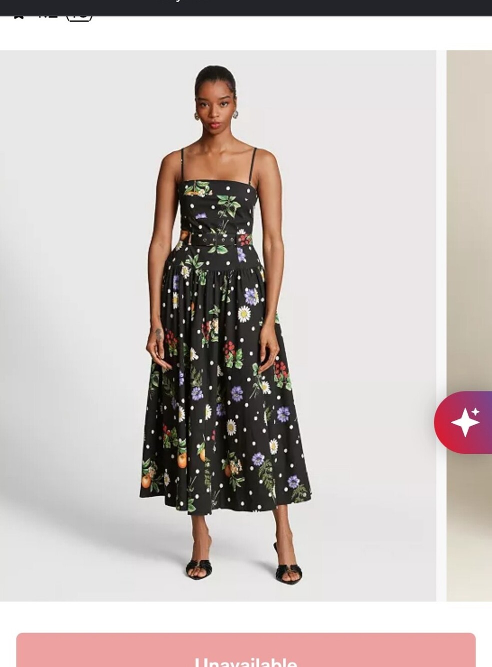 Avec Le Filles Floral Polka Dot Midi Dress, NWT
